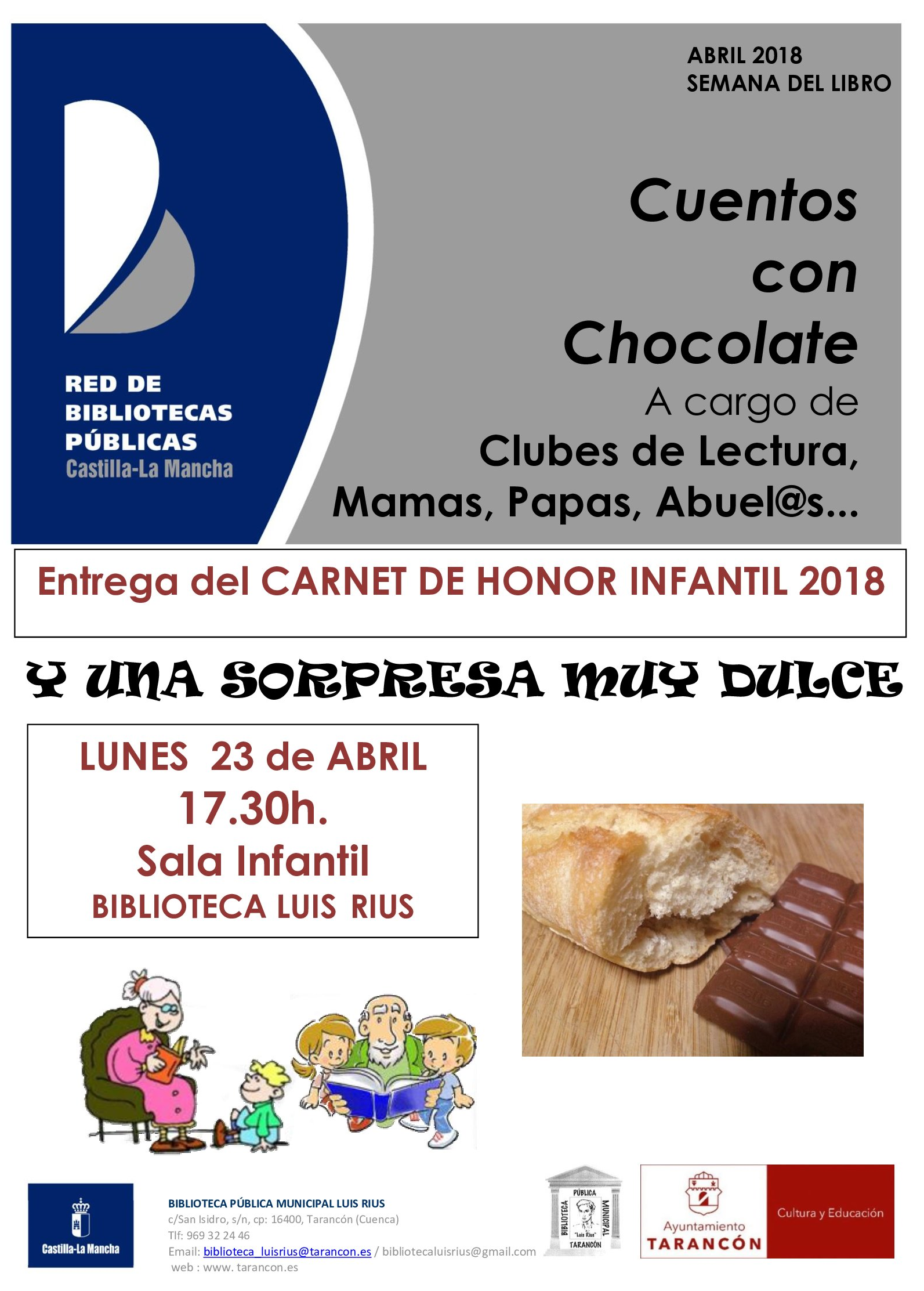 23 de abril | Cuentos con chocolate - Web oficial del Ayuntamiento de  Tarancón